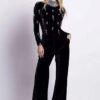 Combinaison pantalon large col bijou bandage