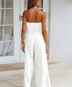 Combinaison bustier blanche taille haute ceinture nouée