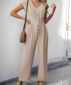Combinaison beige casual manches courtes