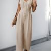 Combinaison beige casual manches courtes