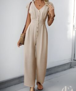 Combinaison beige casual manches courtes
