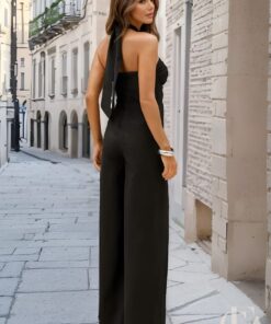 Combinaison licou noire bustier découpé élégante