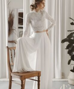 Combinaison mariée bohème dos nu mousseline blanche