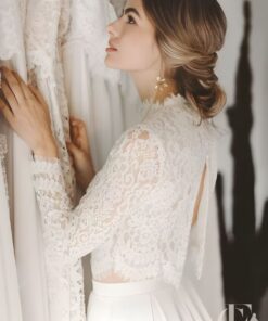 Combinaison mariée bohème dos nu mousseline blanche