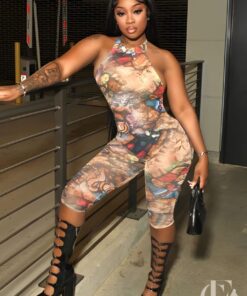 Combinaison pantacourt moulante sexy femme