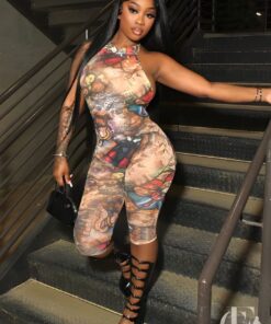 Combinaison pantacourt moulante sexy femme
