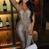 Combinaison femme beige imprimé python moulante