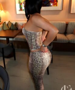 Combinaison femme beige imprimé python moulante