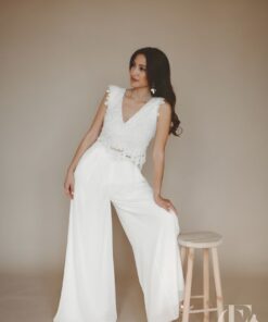 Combinaison robe mariée blanche dentelle dos ouvert