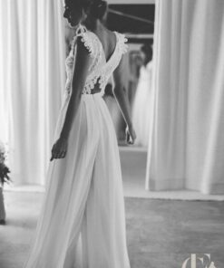 Combinaison robe mariée dos ouvert dentelle blanche