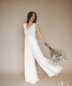 Combinaison robe mariée blanche dentelle dos ouvert
