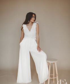 Combinaison robe mariée blanche dentelle dos ouvert