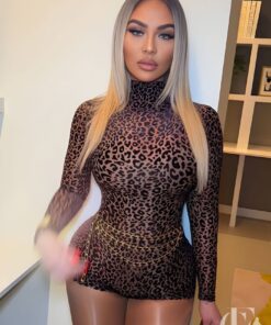 Combishort imprimé léopard femme