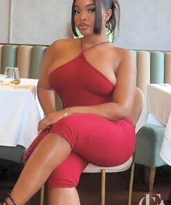 Combinaison bustier rouge bordeaux moulante