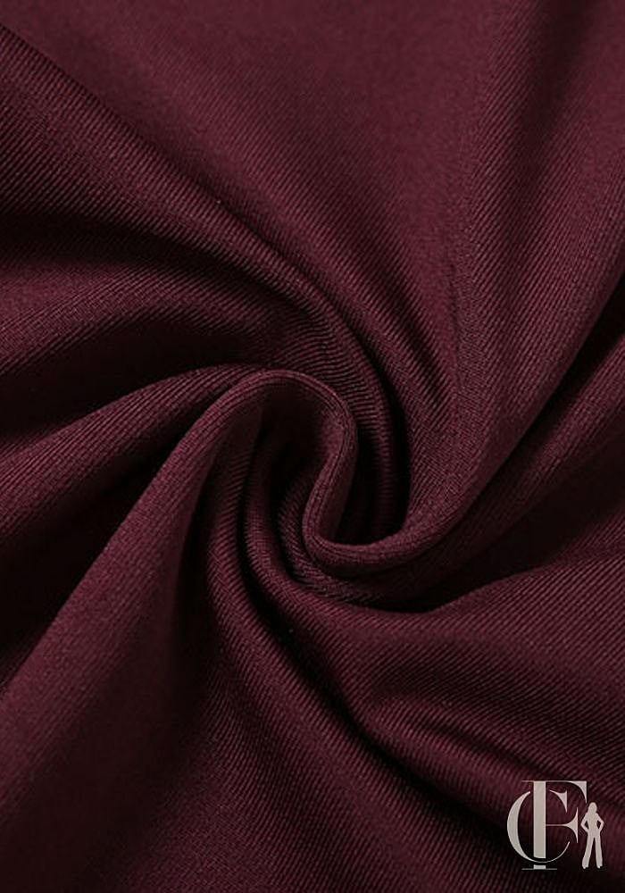 Combinaison soirée bordeaux jersey côtelé ajustée effet mat