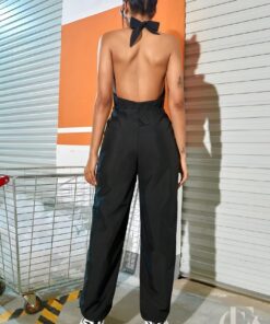 Combinaison cargo licou dos nu streetwear noire