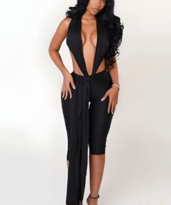 Combinaison corsaire noire moulante style biker manches courtes