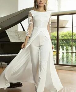 Combinaison deux pièces dentelle blanche taille haute