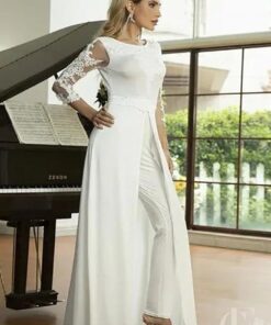 Combinaison deux pièces dentelle blanche taille haute