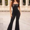 Combinaison noire bustier dentelle élégante