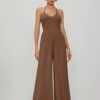 Combinaison femme taupe cocktail coupe fluide