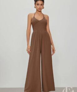 Combinaison femme taupe cocktail coupe fluide