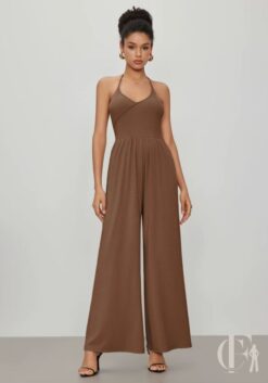 Combinaison femme taupe cocktail coupe fluide