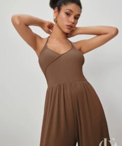 Combinaison femme taupe cocktail coupe fluide