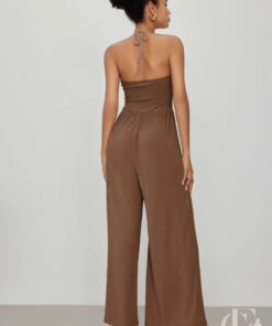 Combinaison femme taupe cocktail coupe fluide
