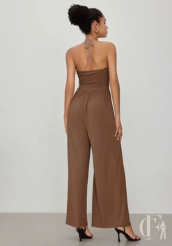 Combinaison femme taupe cocktail coupe fluide