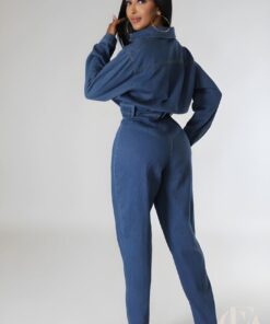 Combinaison jean workwear bleue poches cargo