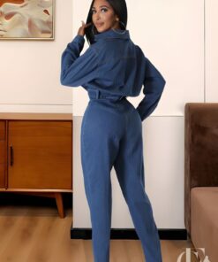 Combinaison jean workwear bleue poches cargo