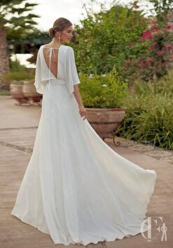 Combinaison blanche mariage dos nu cape transparente lacet