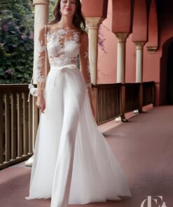 Combinaison mariée satin blanc col rond épuré