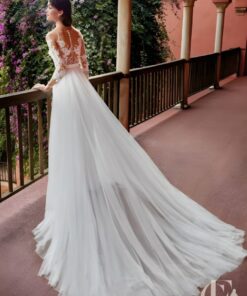 Combinaison mariée satin blanc col rond épuré