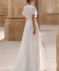 Combinaison mariée blanche manches courtes col V pantalon