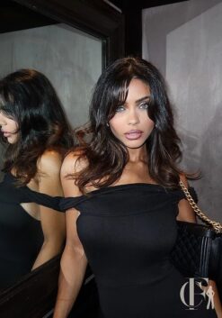 Combinaison soirée noire col bardot épaules dégagées