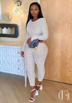 Combinaison resille transparente blanche