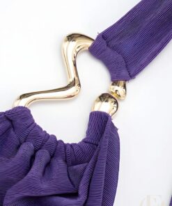 Combinaison soirée violette velours transparent col drapé halter