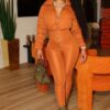 Combinaison sportswear femme orange style puffer jacket