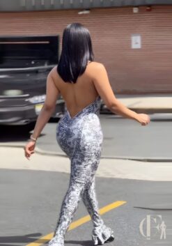 Combinaison stretch motifs arabesques noire