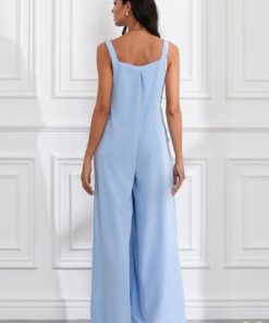 Combinaison écru col carré ceinture bleue