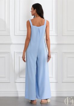 Combinaison écru col carré ceinture bleue